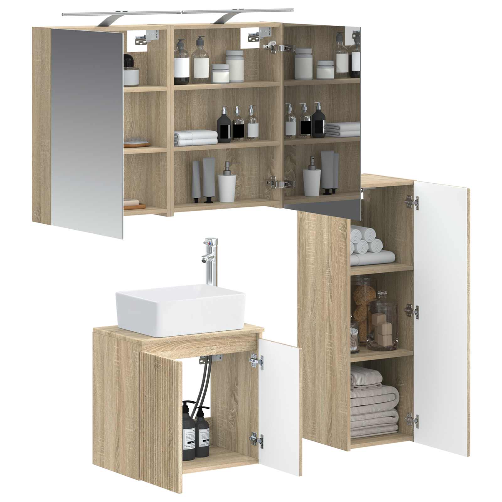 vidaXL Zestaw mebli łazienkowych 4 pcs dąb Sonoma