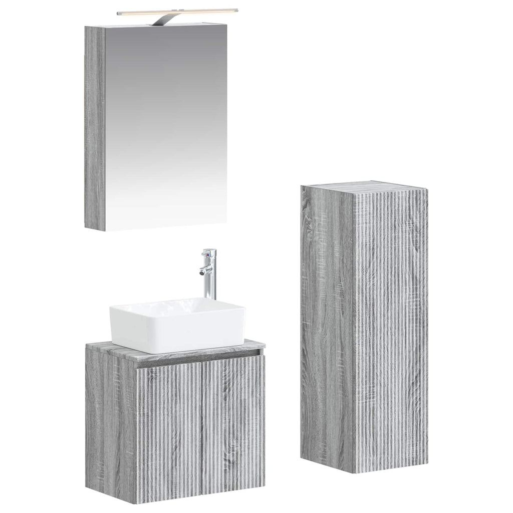 vidaXL Zestaw mebli łazienkowych 4 pcs Szary Sonoma