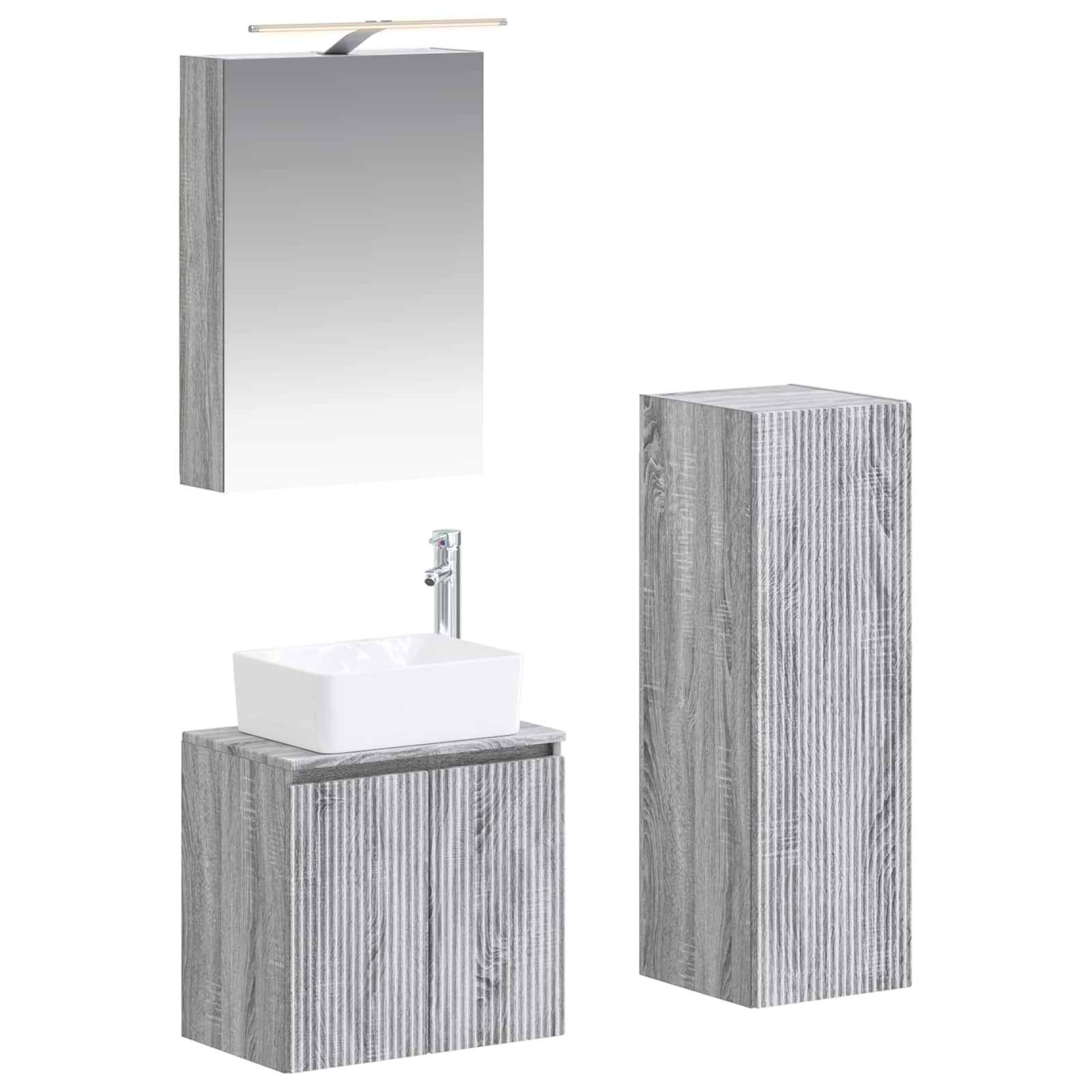 vidaXL Zestaw mebli łazienkowych 4 pcs Szary Sonoma