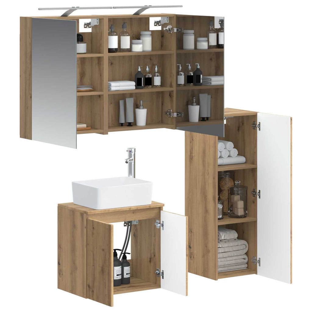 vidaXL Zestaw mebli łazienkowych 4 pcs Dąb artisan