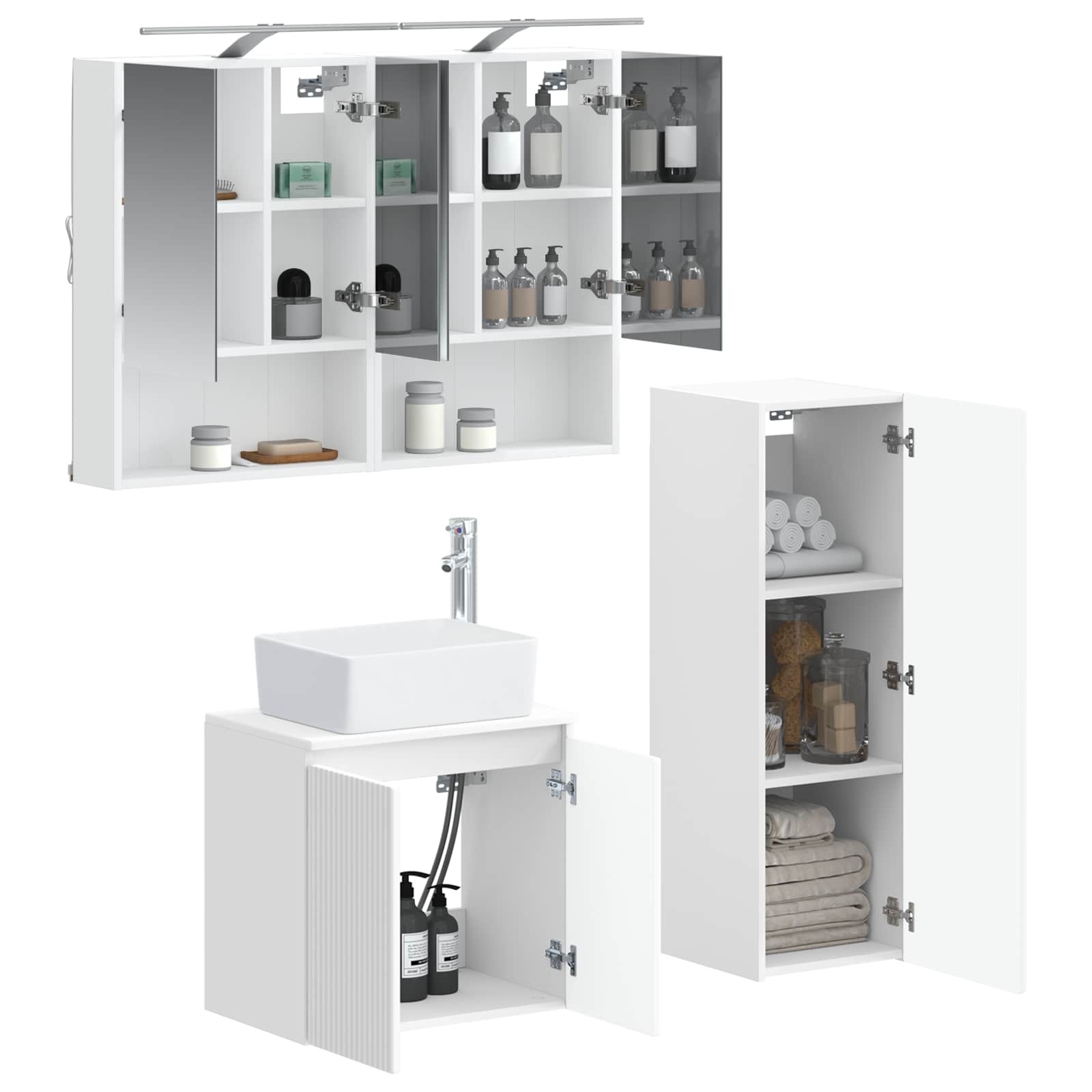 vidaXL Zestaw mebli łazienkowych 4 pcs Biały