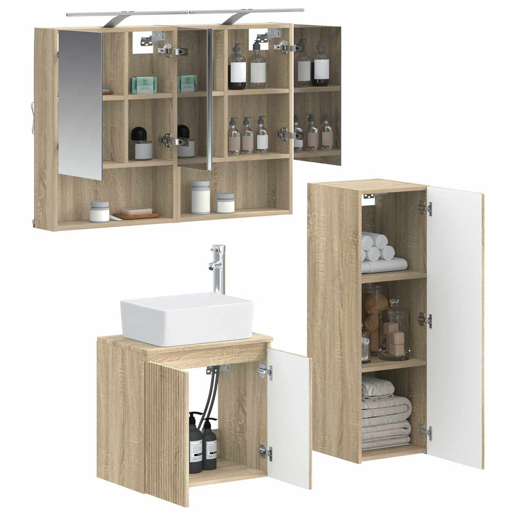 vidaXL Zestaw mebli łazienkowych 4 pcs dąb Sonoma