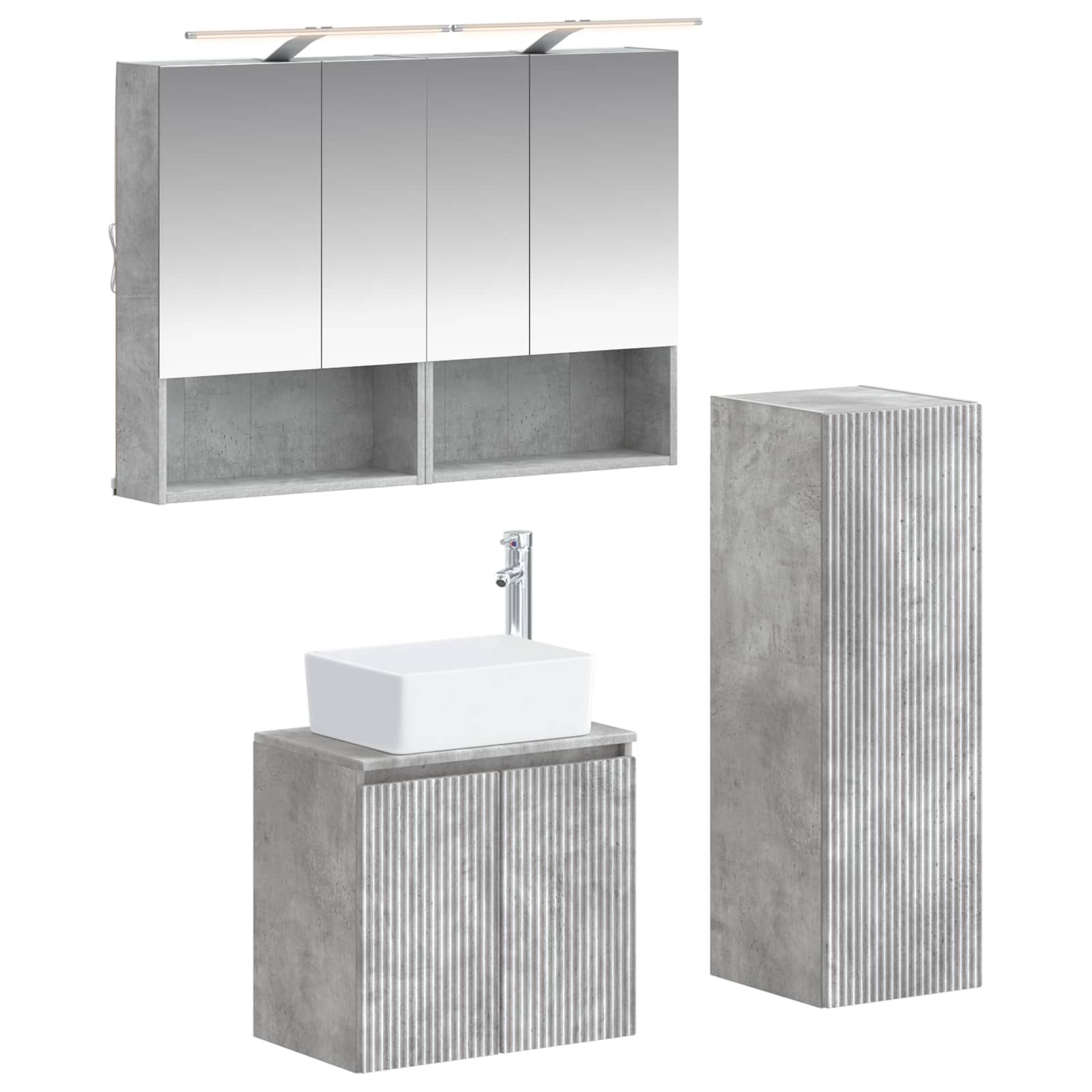 vidaXL Zestaw mebli łazienkowych 4 pcs Betonowy szary