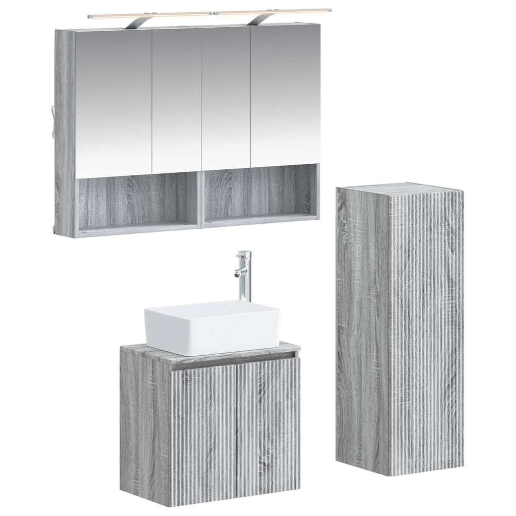 vidaXL Zestaw mebli łazienkowych 4 pcs Szary Sonoma