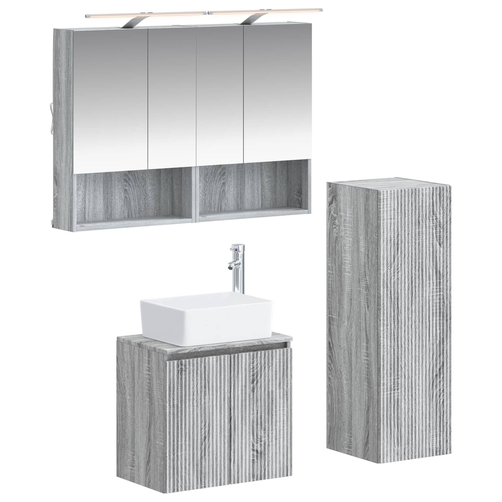 vidaXL Zestaw mebli łazienkowych 4 pcs Szary Sonoma