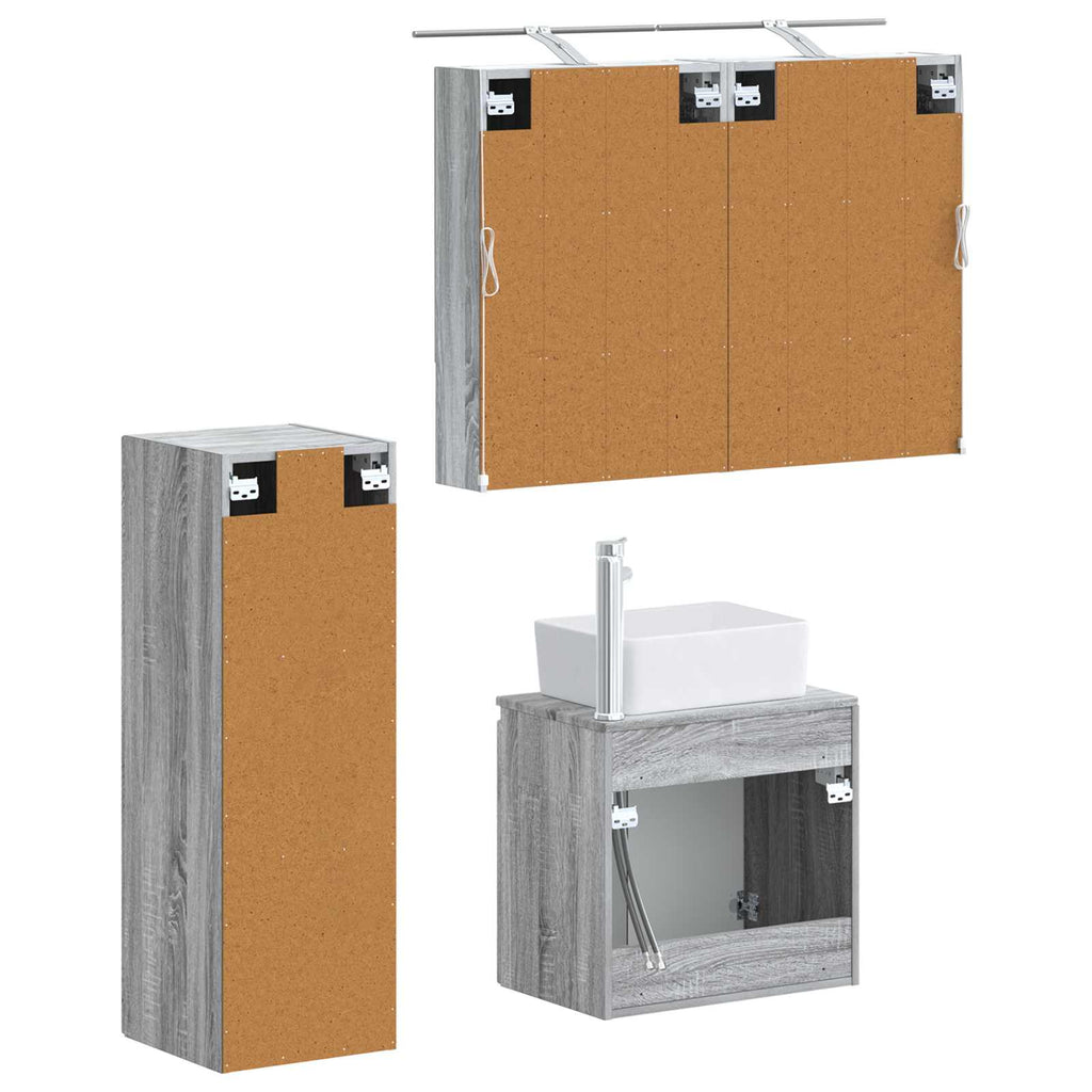 vidaXL Zestaw mebli łazienkowych 4 pcs Szary Sonoma