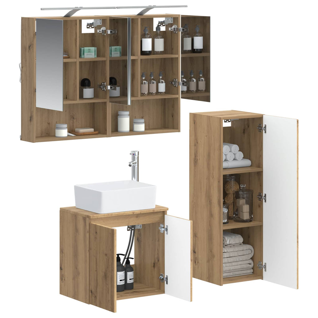 vidaXL Zestaw mebli łazienkowych 4 pcs Dąb artisan