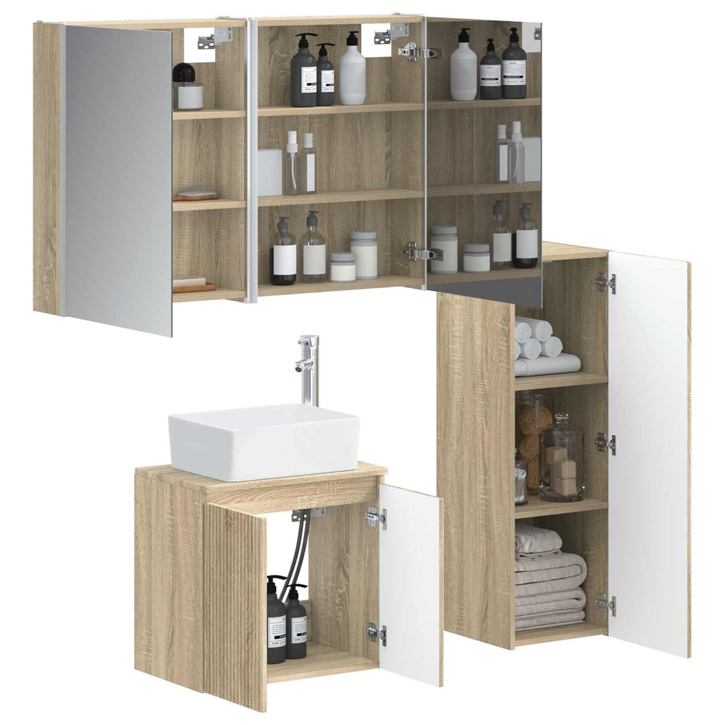 vidaXL Zestaw mebli łazienkowych 4 pcs dąb Sonoma