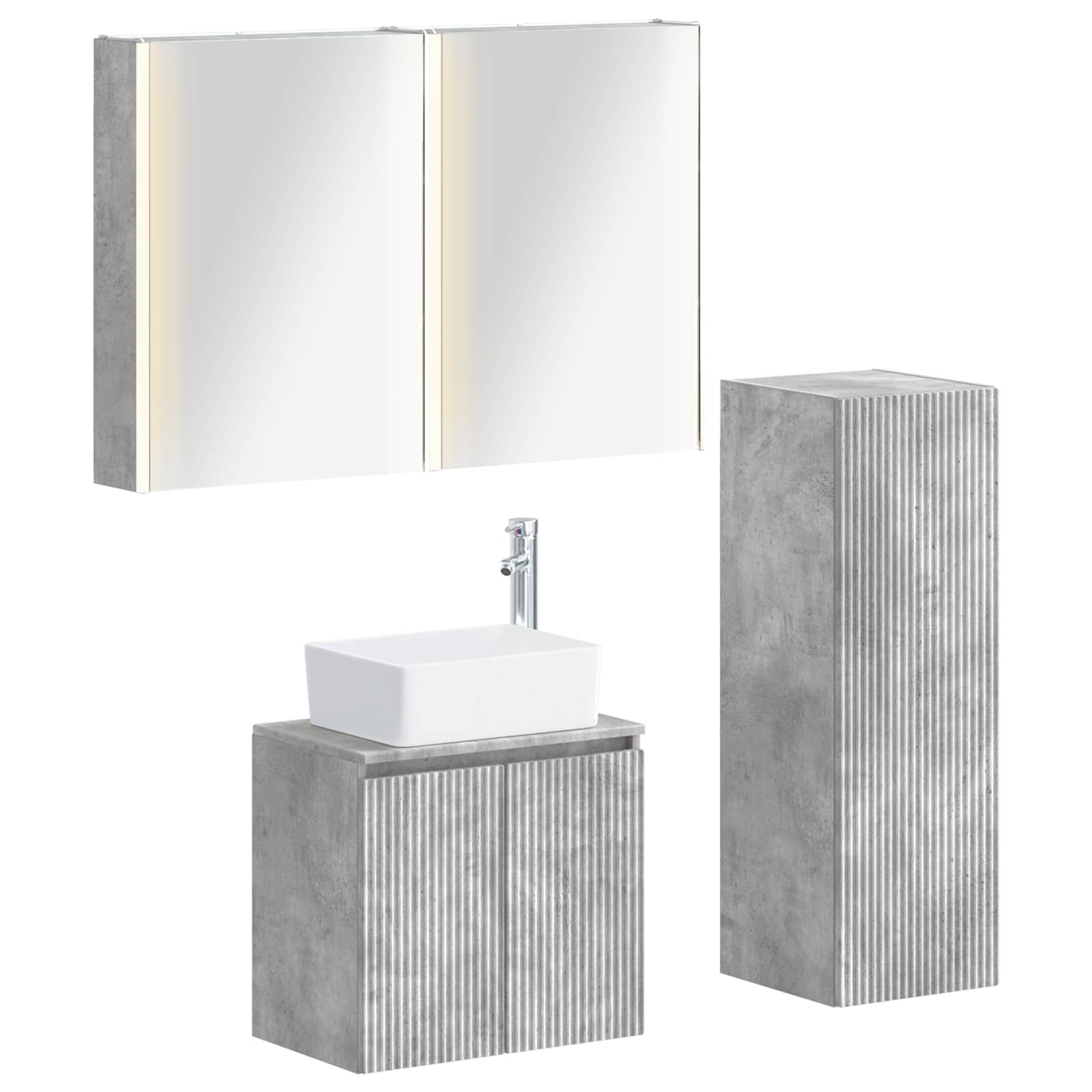 vidaXL Zestaw mebli łazienkowych 4 pcs Betonowy szary