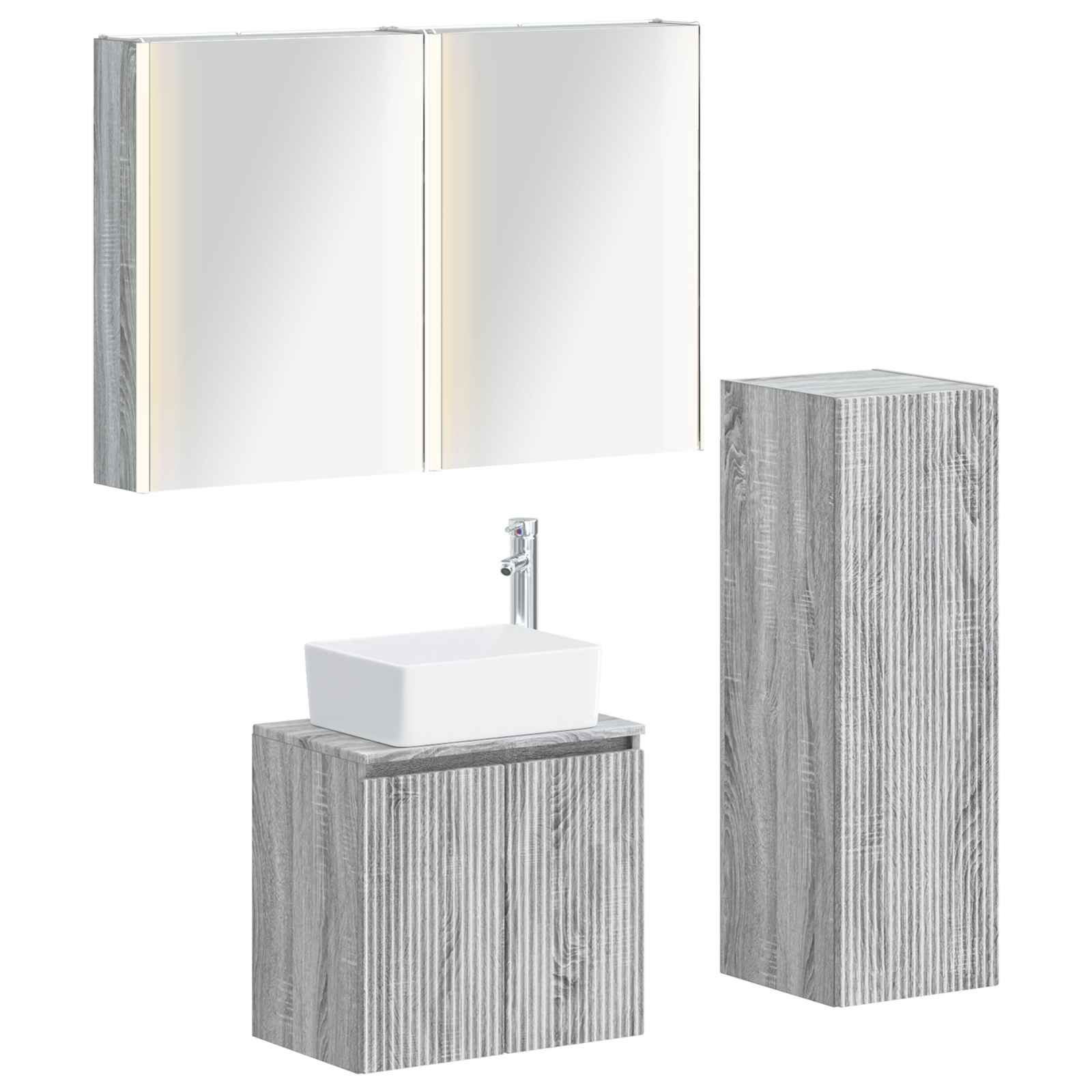 vidaXL Zestaw mebli łazienkowych 4 pcs Szary Sonoma