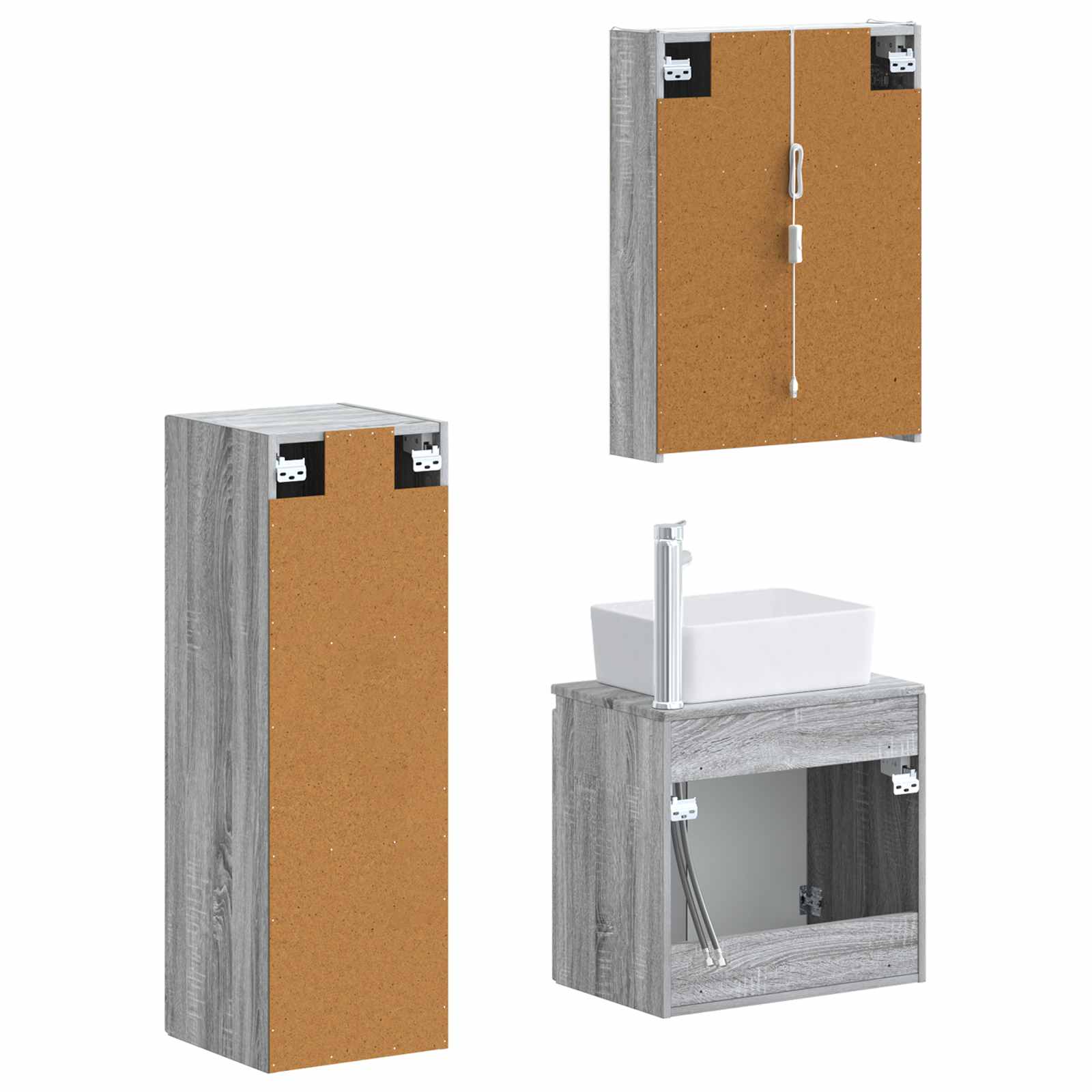 vidaXL Zestaw mebli łazienkowych 4 pcs Szary Sonoma