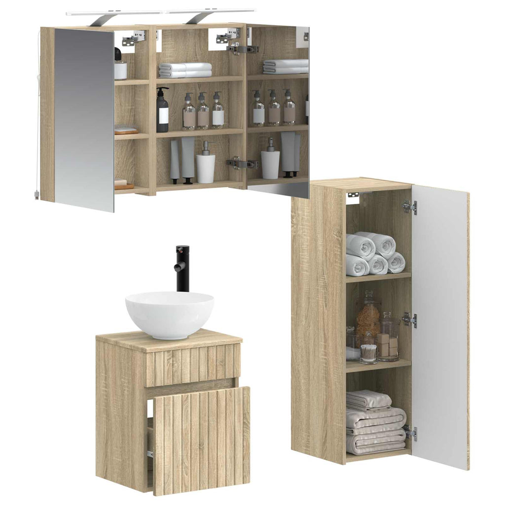 vidaXL Zestaw mebli łazienkowych 4 pcs dąb Sonoma