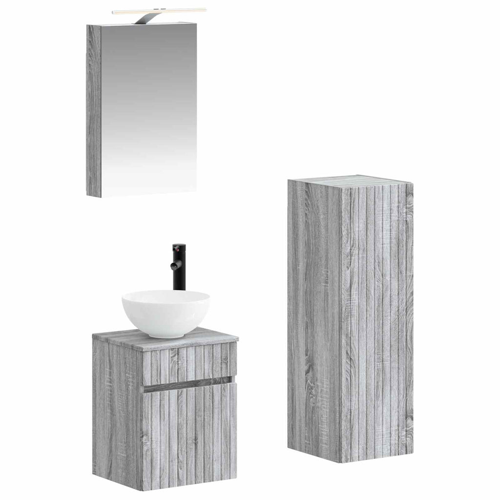 vidaXL Zestaw mebli łazienkowych 4 pcs Szary Sonoma