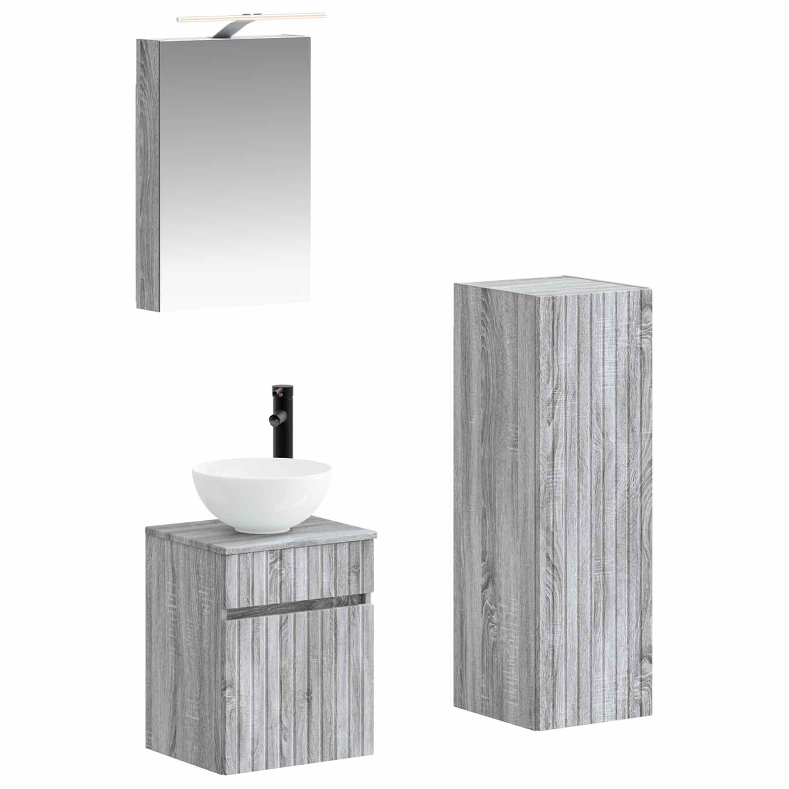 vidaXL Zestaw mebli łazienkowych 4 pcs Szary Sonoma