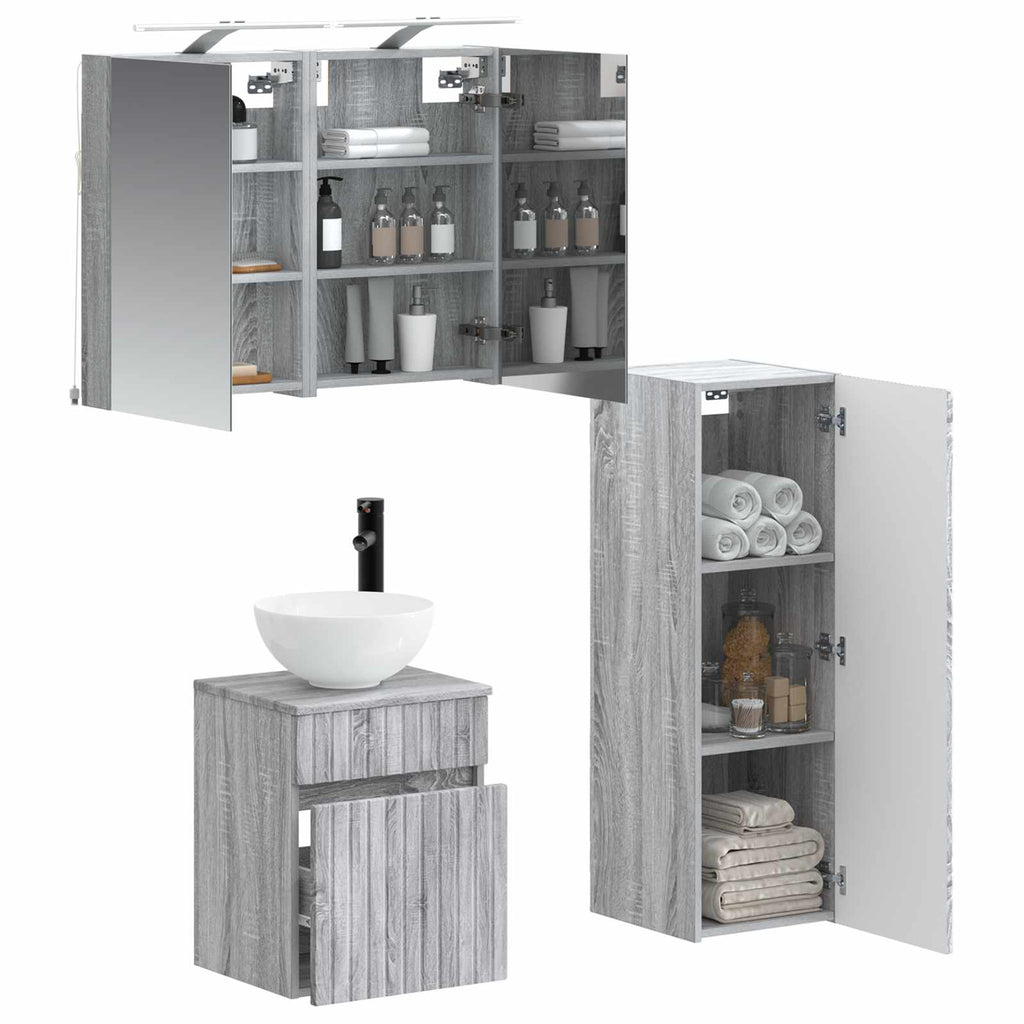 vidaXL Zestaw mebli łazienkowych 4 pcs Szary Sonoma