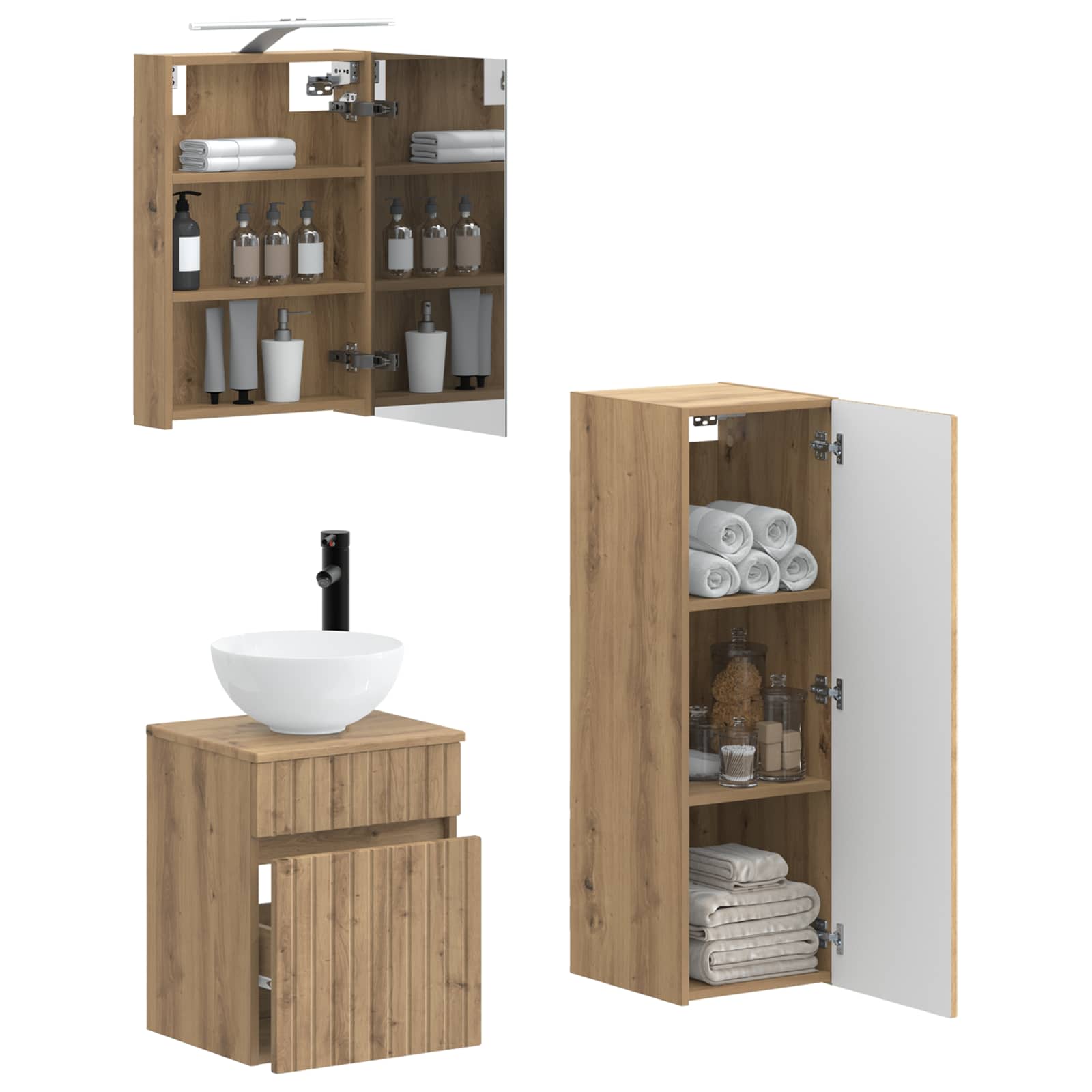 vidaXL Zestaw mebli łazienkowych 4 pcs Dąb artisan