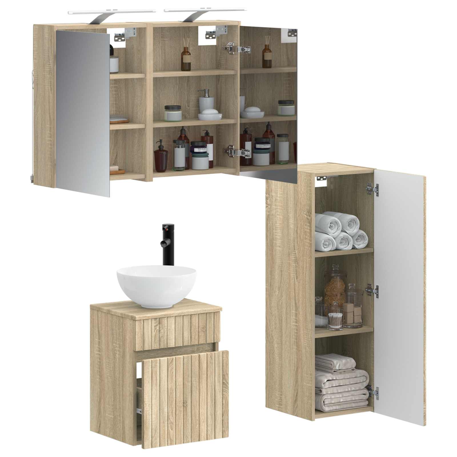 vidaXL Zestaw mebli łazienkowych 4 pcs dąb Sonoma