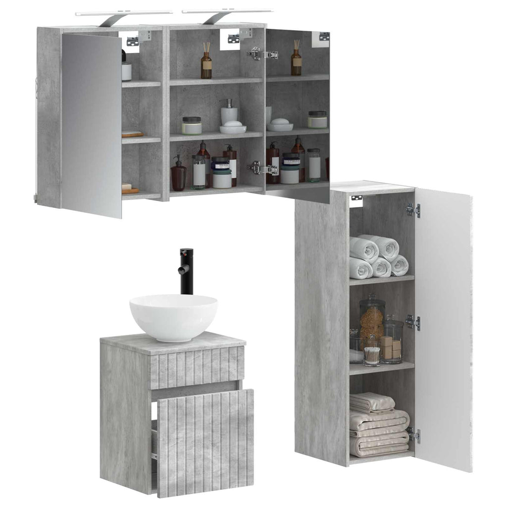 vidaXL Zestaw mebli łazienkowych 4 pcs Betonowy szary