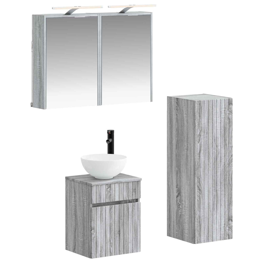 vidaXL Zestaw mebli łazienkowych 4 pcs Szary Sonoma