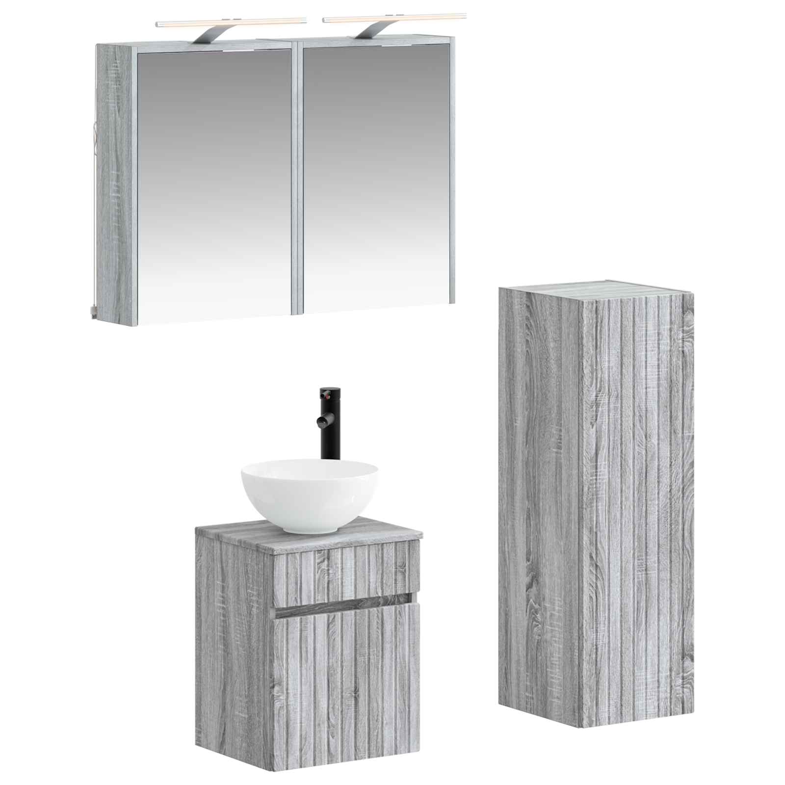 vidaXL Zestaw mebli łazienkowych 4 pcs Szary Sonoma