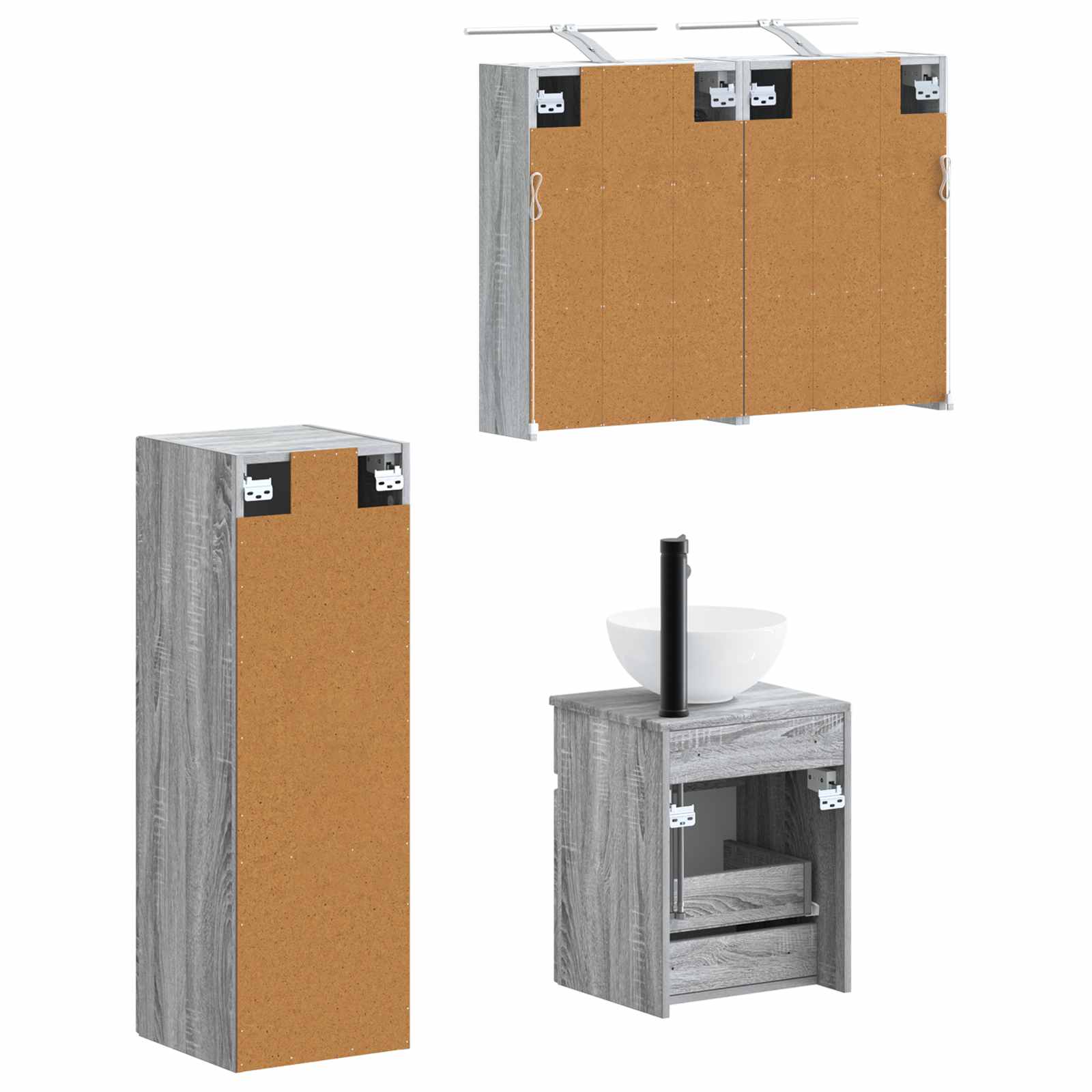 vidaXL Zestaw mebli łazienkowych 4 pcs Szary Sonoma