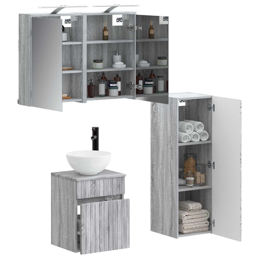 vidaXL Zestaw mebli łazienkowych 4 pcs Szary Sonoma