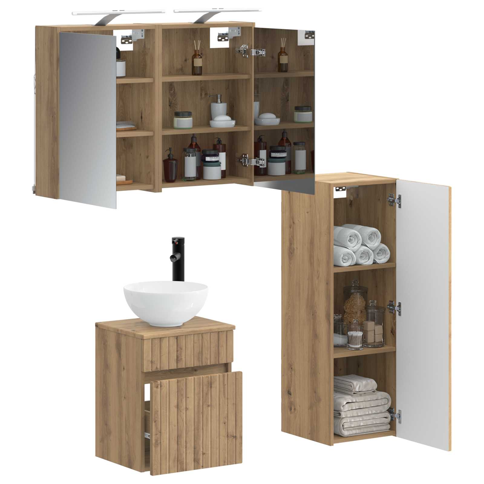 vidaXL Zestaw mebli łazienkowych 4 pcs Dąb artisan