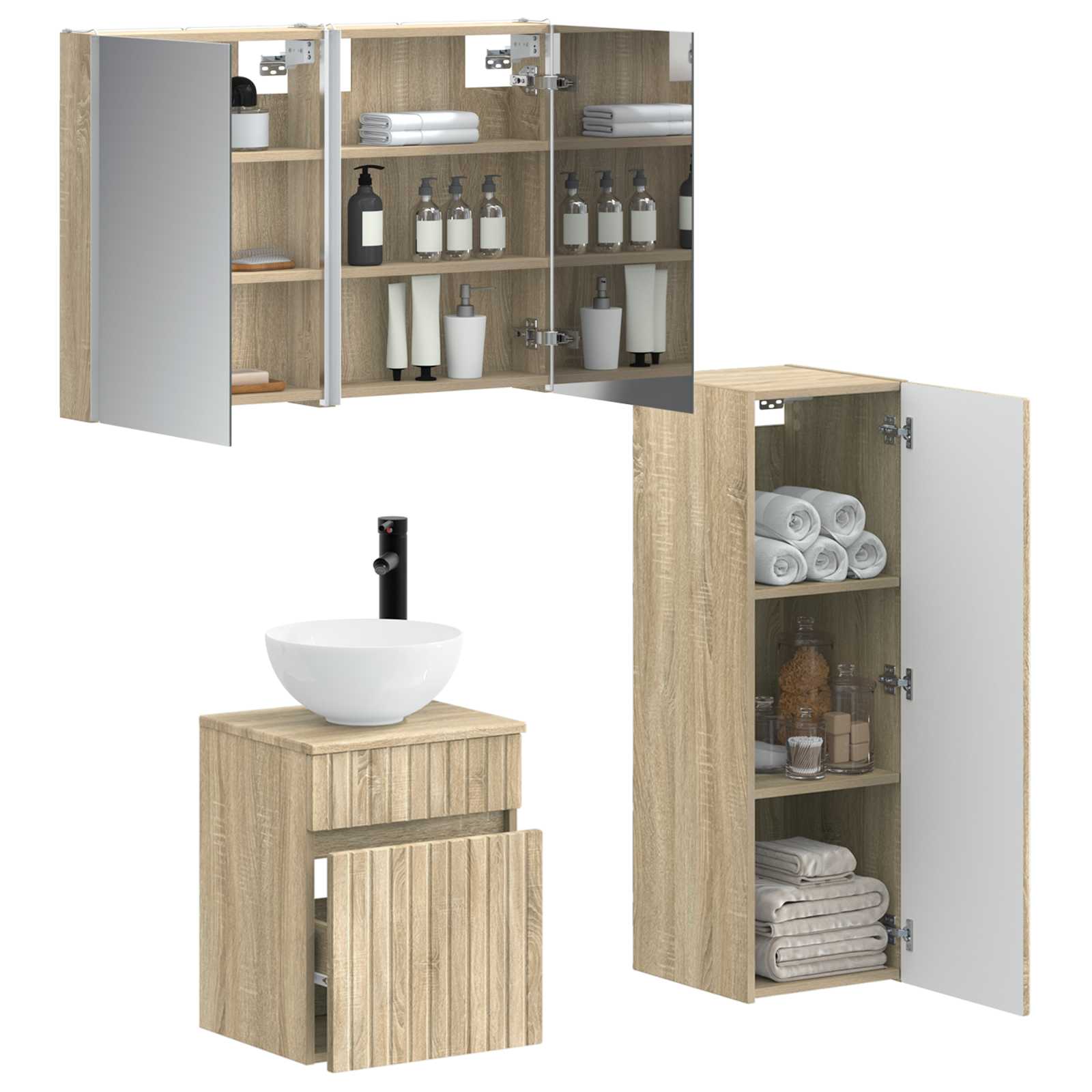 vidaXL Zestaw mebli łazienkowych 4 pcs dąb Sonoma
