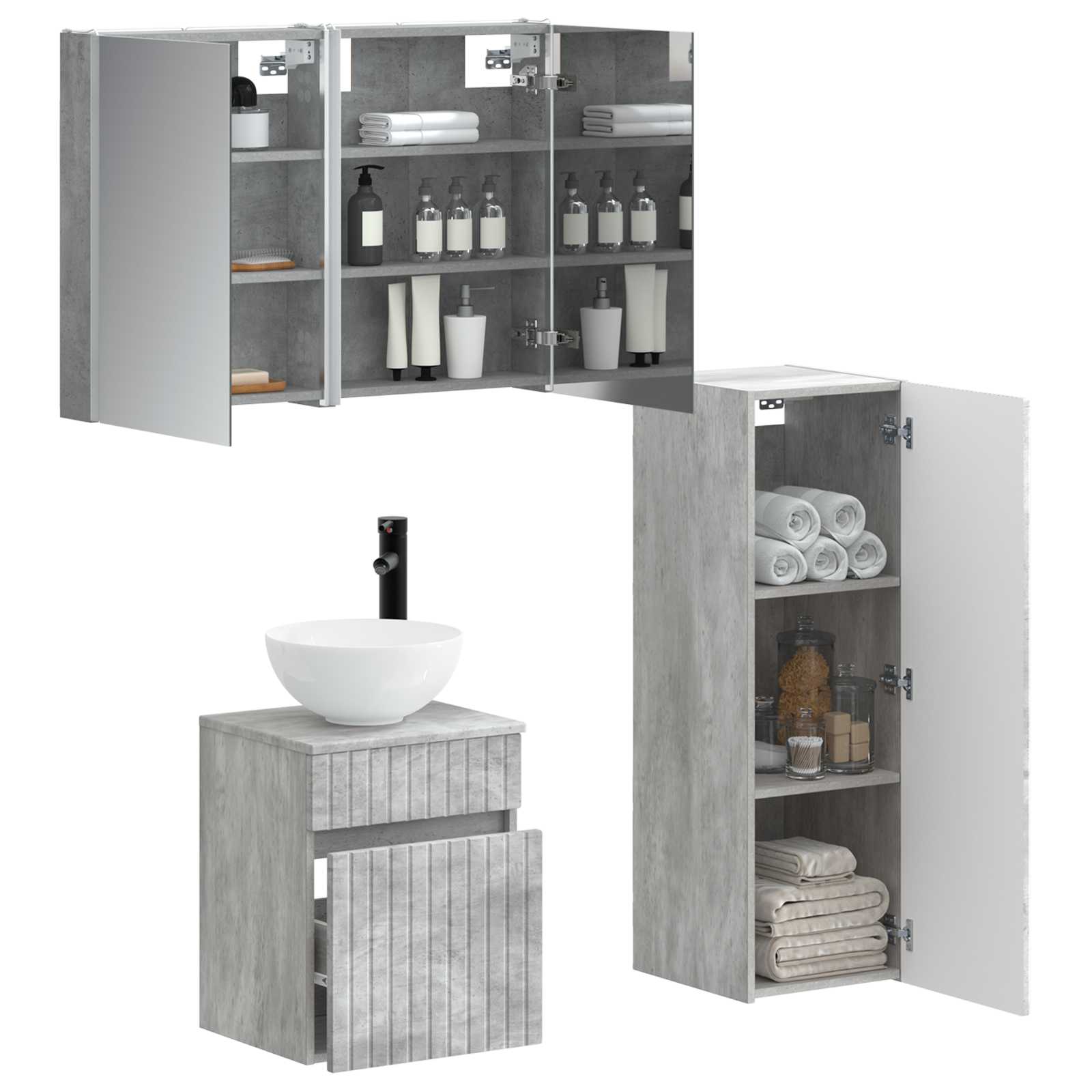 vidaXL Zestaw mebli łazienkowych 4 pcs Betonowy szary