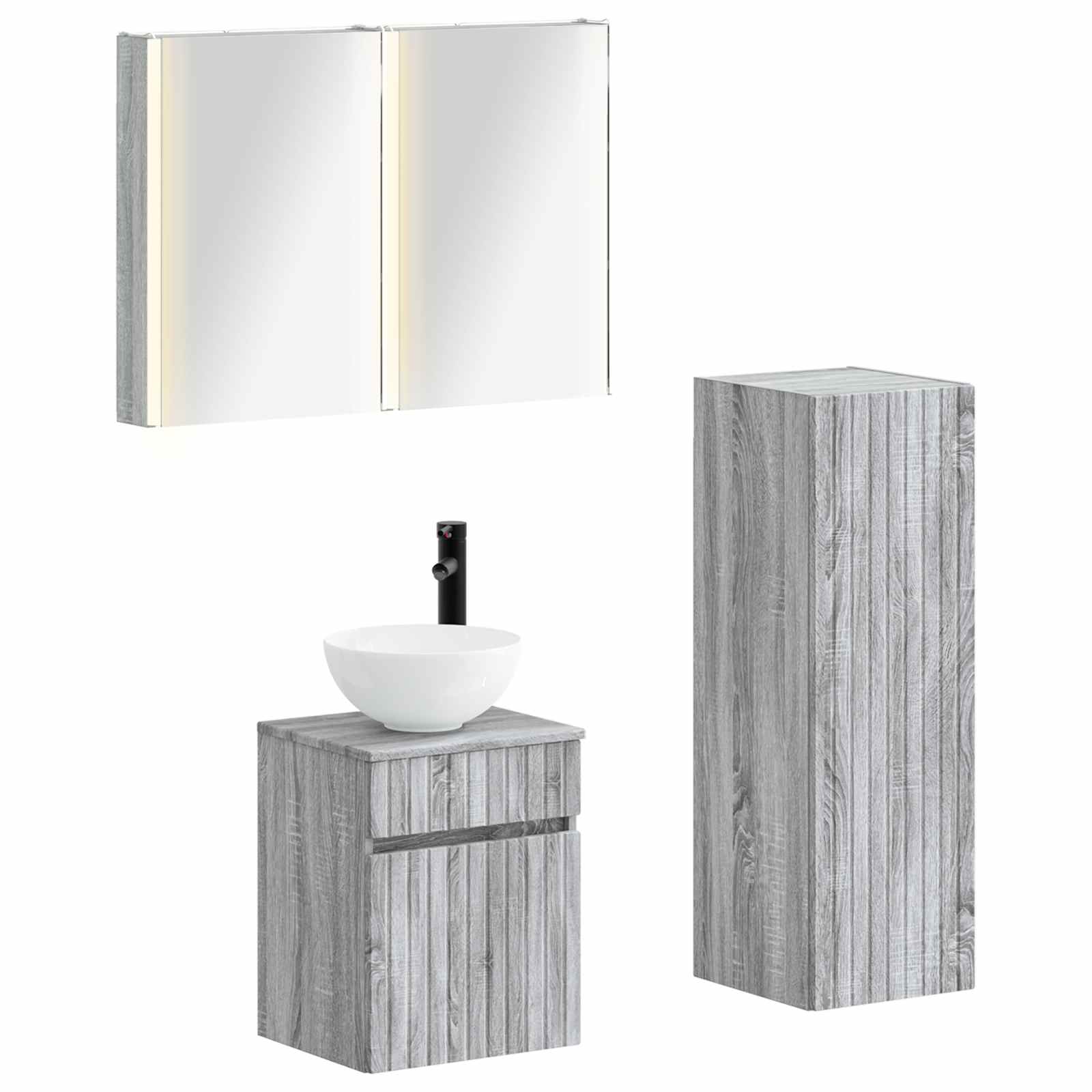 vidaXL Zestaw mebli łazienkowych 4 pcs Szary Sonoma