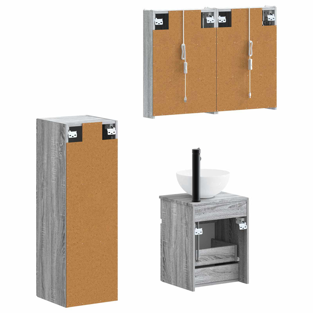 vidaXL Zestaw mebli łazienkowych 4 pcs Szary Sonoma