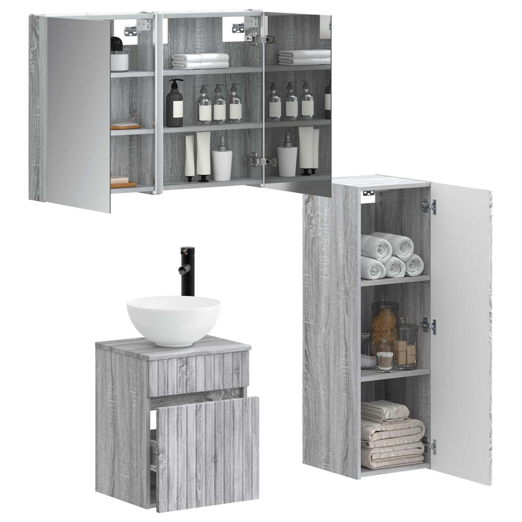 vidaXL Zestaw mebli łazienkowych 4 pcs Szary Sonoma