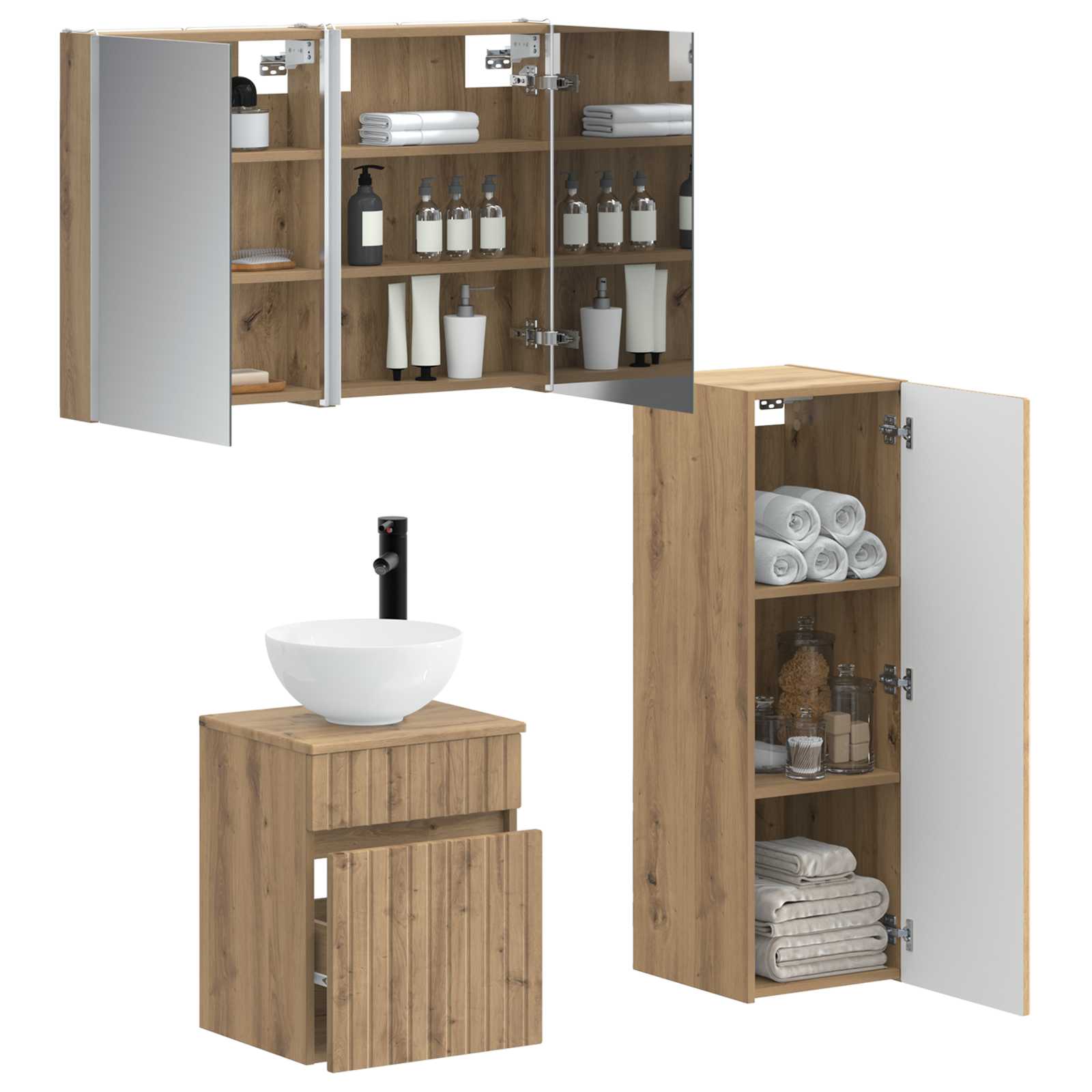 vidaXL Zestaw mebli łazienkowych 4 pcs Dąb artisan