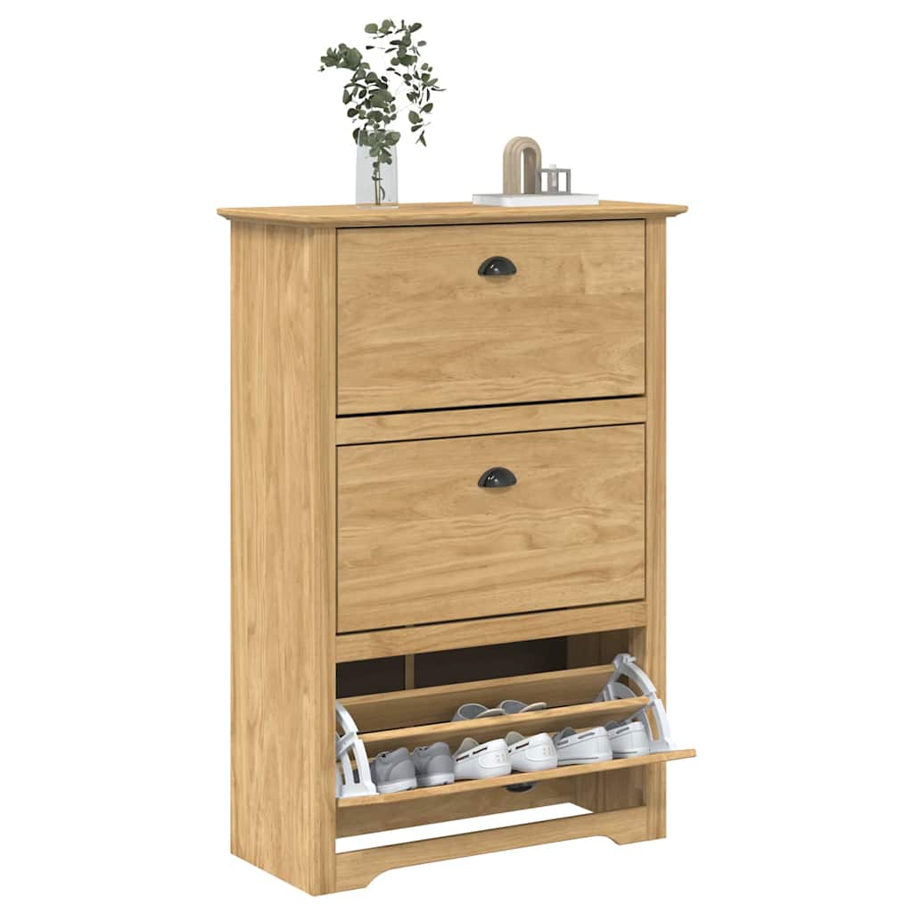 vidaXL Stojak na buty z szufladą BODO Miodowy brąz 80 x 35 x 118 cm