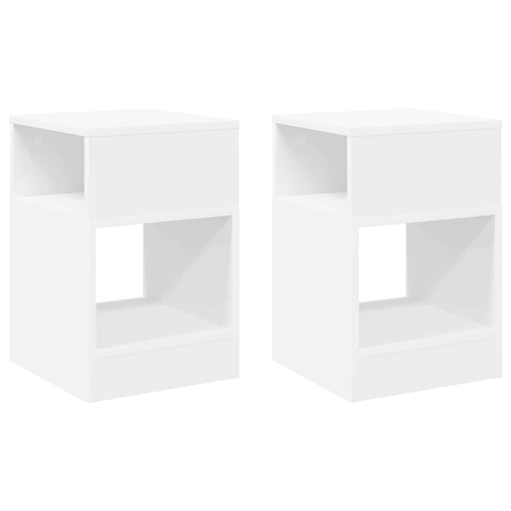 vidaXL Stolik końcowy 2 pcs Biały 30,5 x 30 x 45 cm