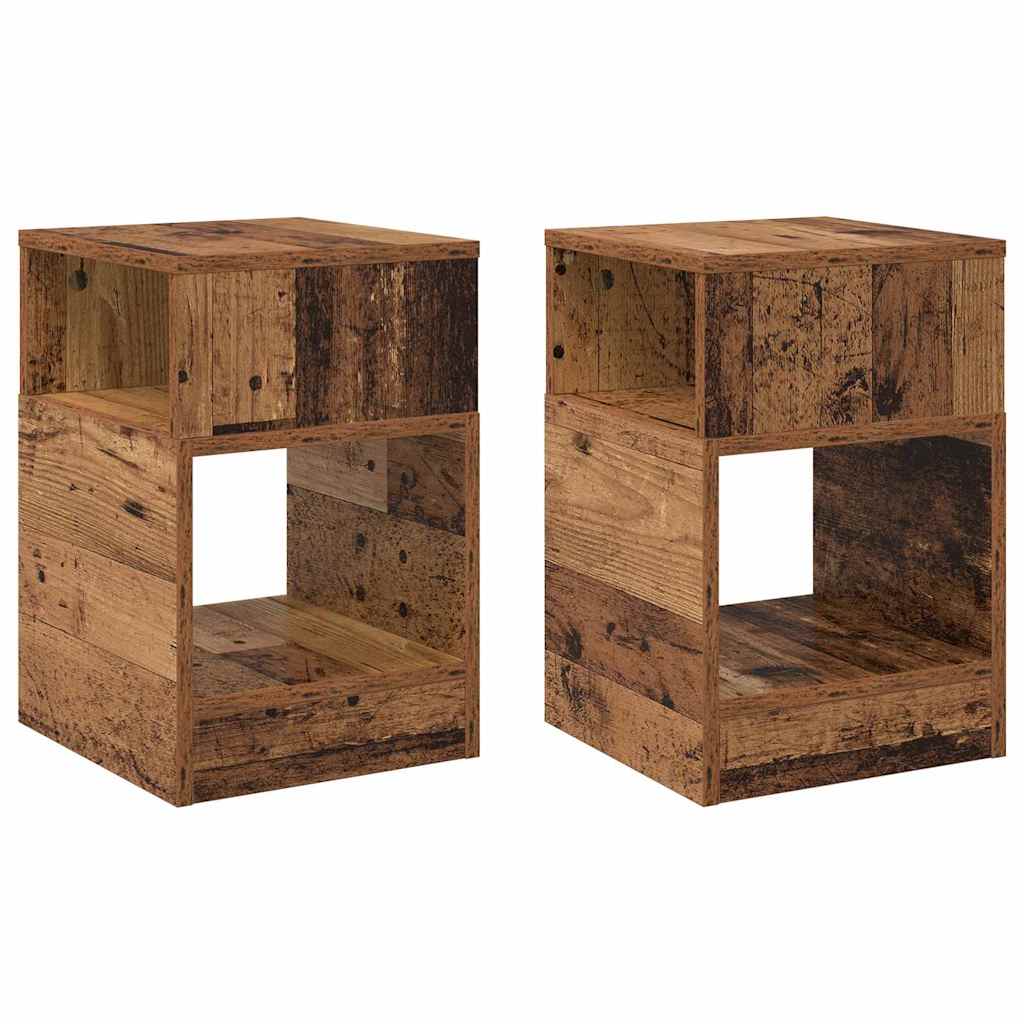 vidaXL Stolik końcowy 2 pcs Stare drewno 30,5 x 30 x 45 cm