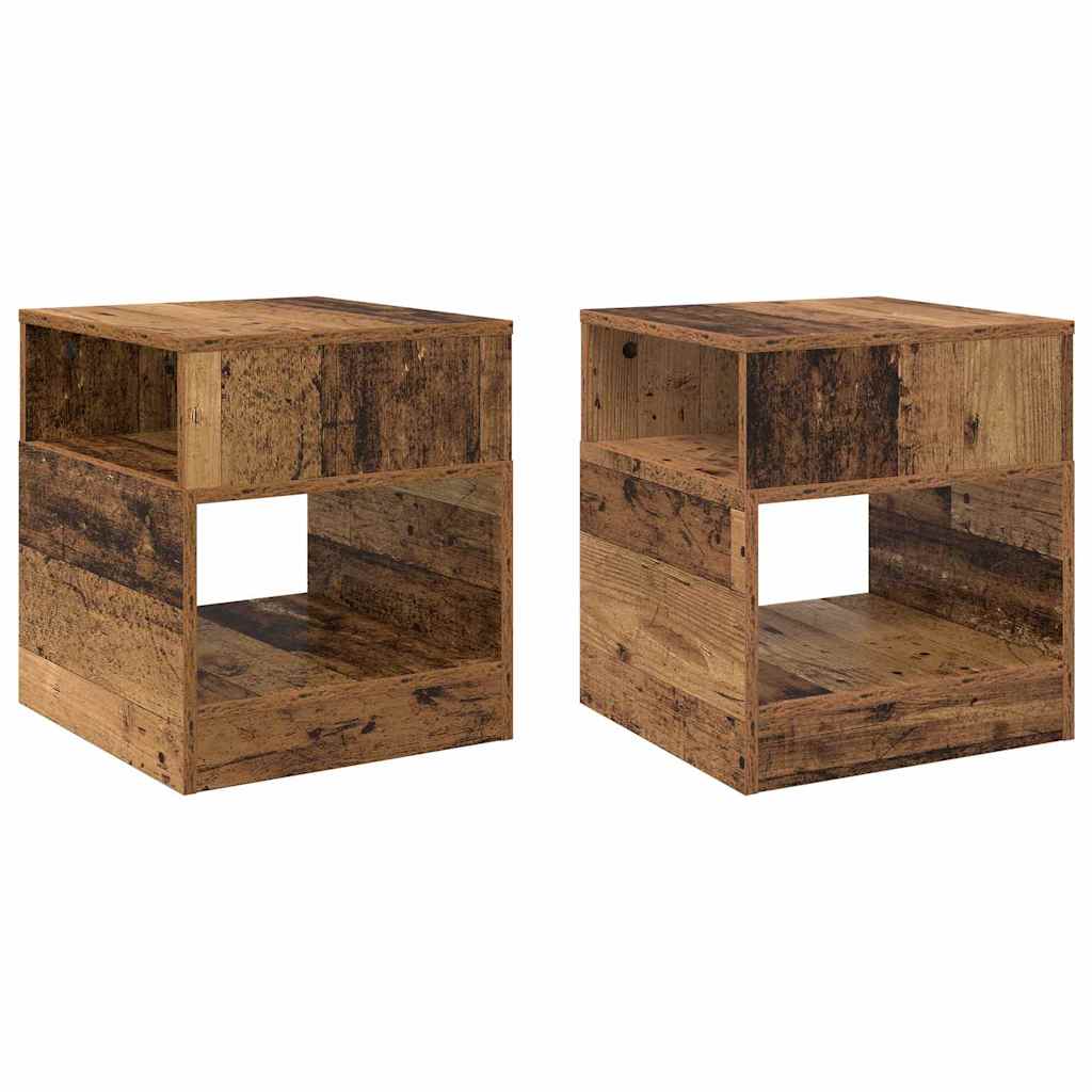 vidaXL Stolik końcowy 2 pcs Stare drewno 40,5 x 40 x 45 cm
