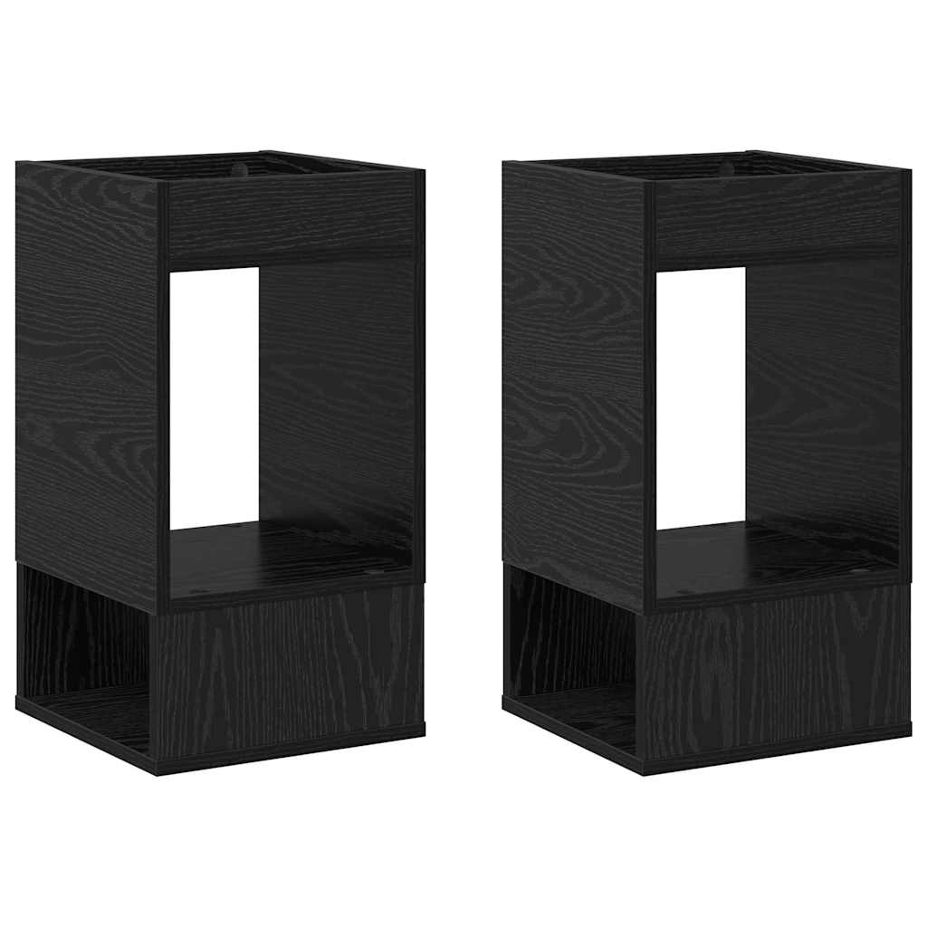 vidaXL Stolik końcowy 2 pcs Czarny Dąb 30 x 30 x 56 cm