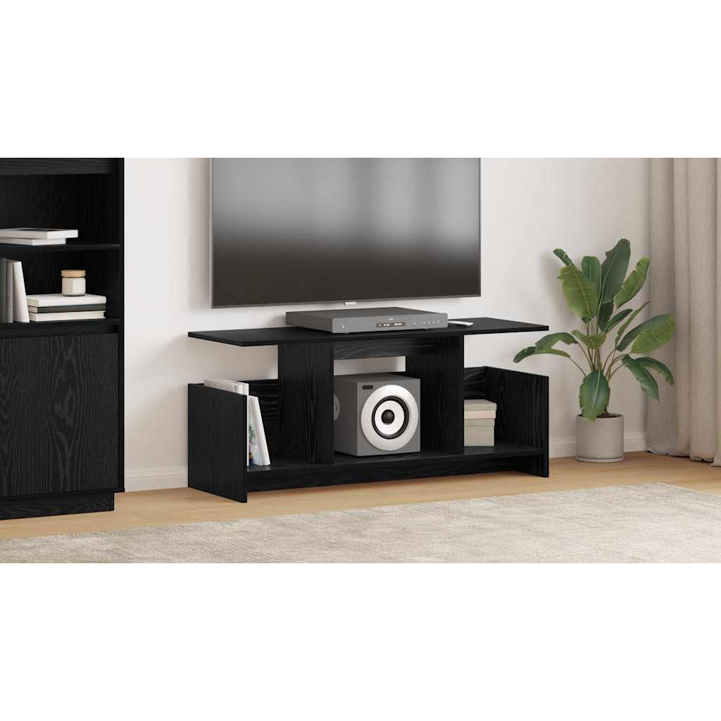 vidaXL Stół pod telewizor 102 x 35 x 45 cm Czarny Dąb