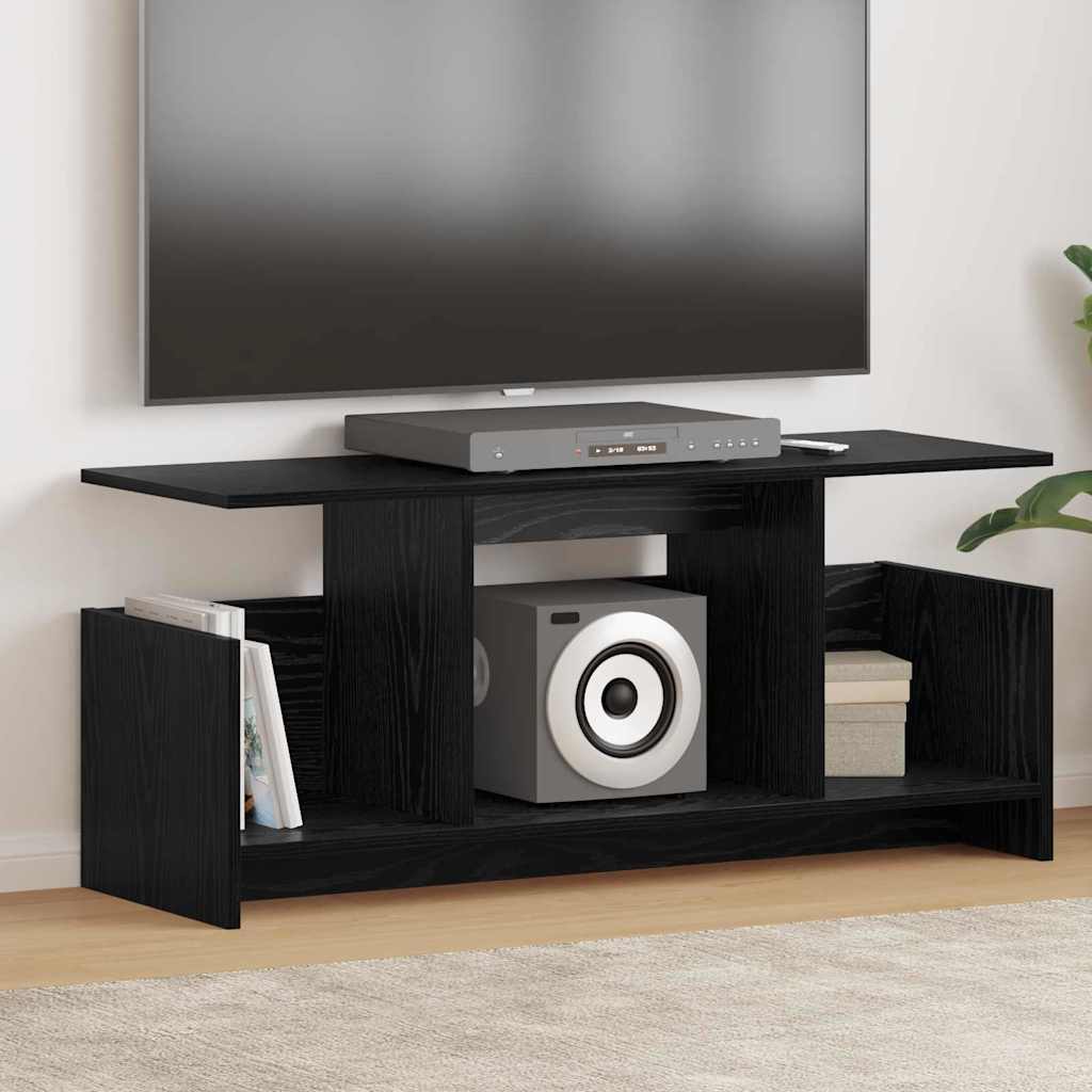 vidaXL Stół pod telewizor Czarny Dąb 102 x 35 x 45 cm