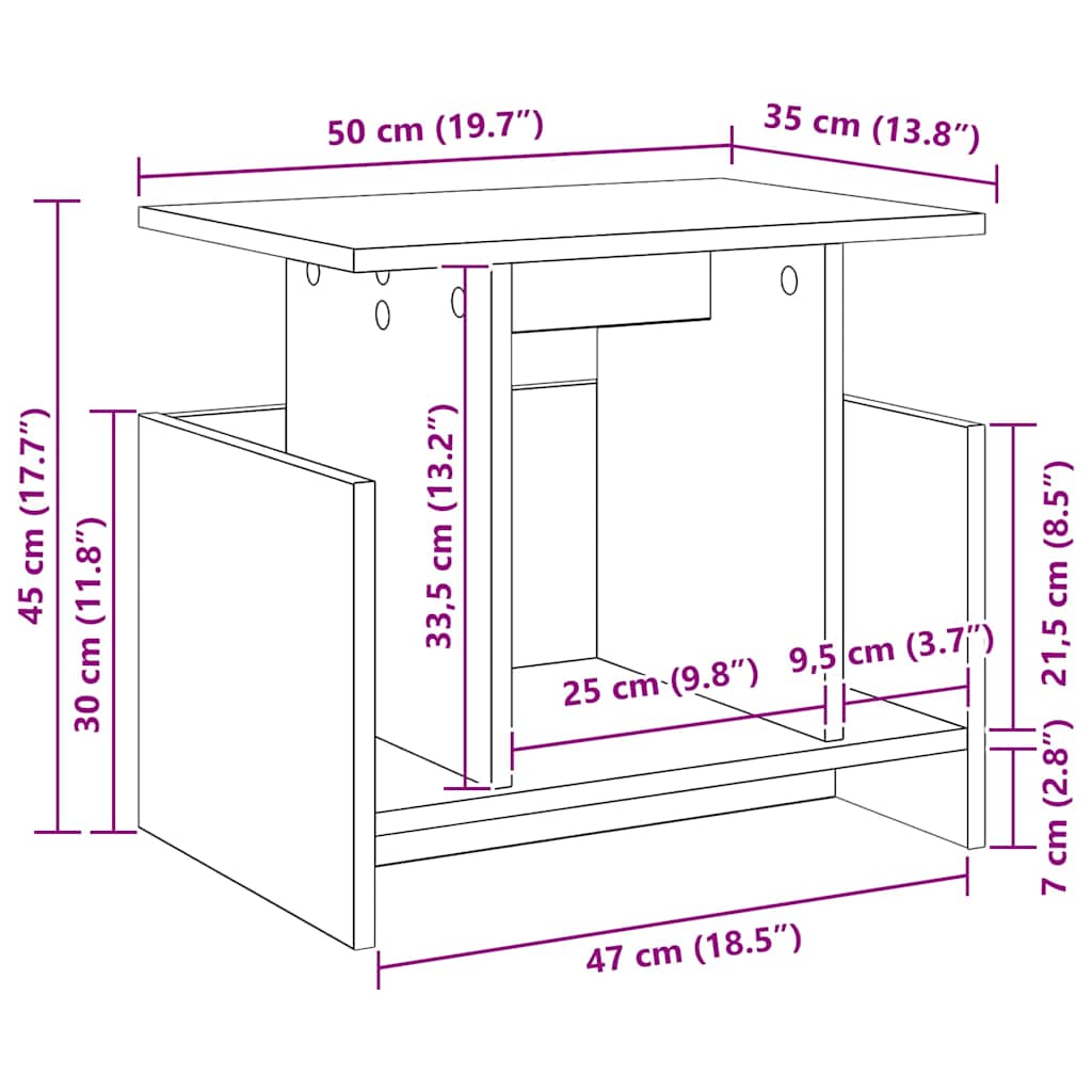 vidaXL Stół pod telewizor Biały 50 x 35 x 45 cm