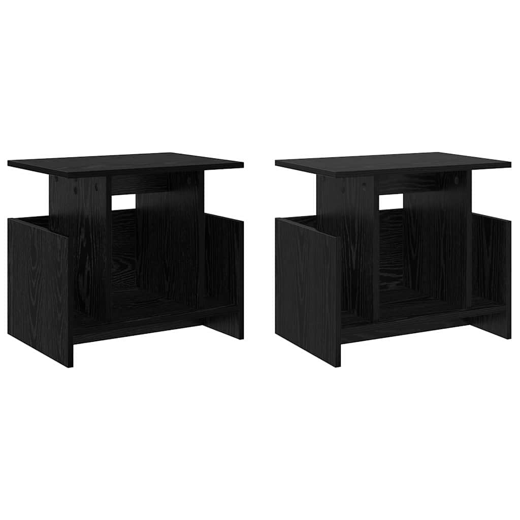 vidaXL Stół pod telewizor 2 pcs Czarny Dąb 50 x 35 x 45 cm