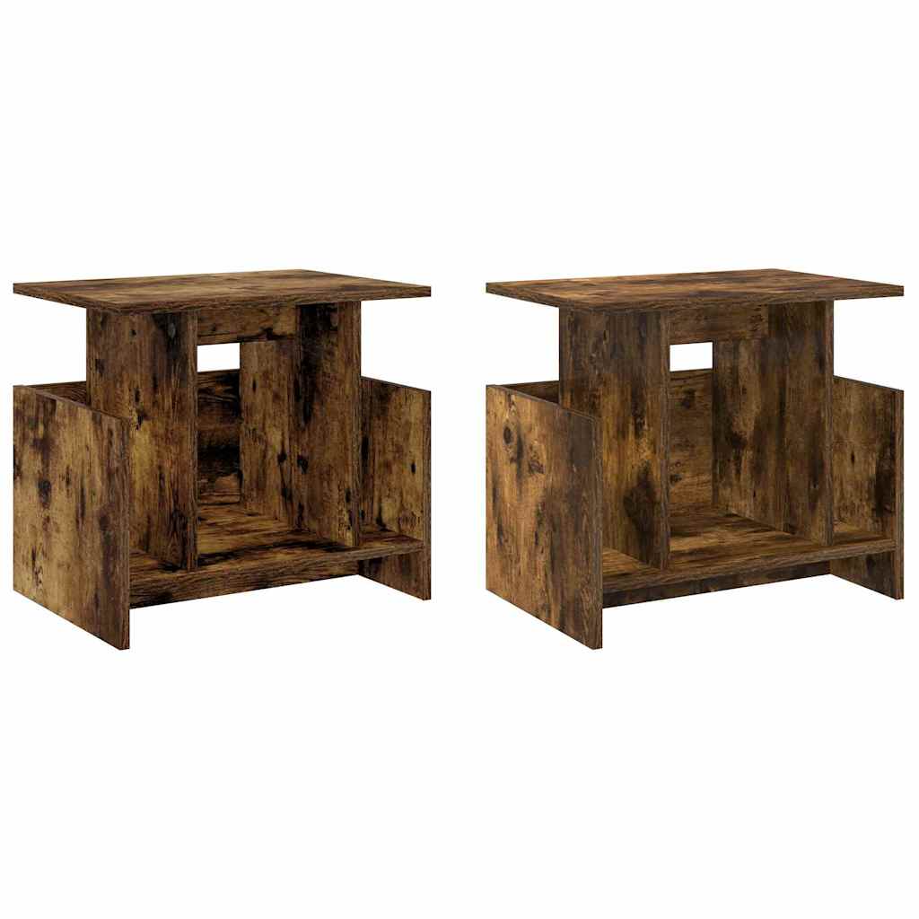 vidaXL Stół pod telewizor 2 pcs Dąb wędzony 50 x 35 x 45 cm