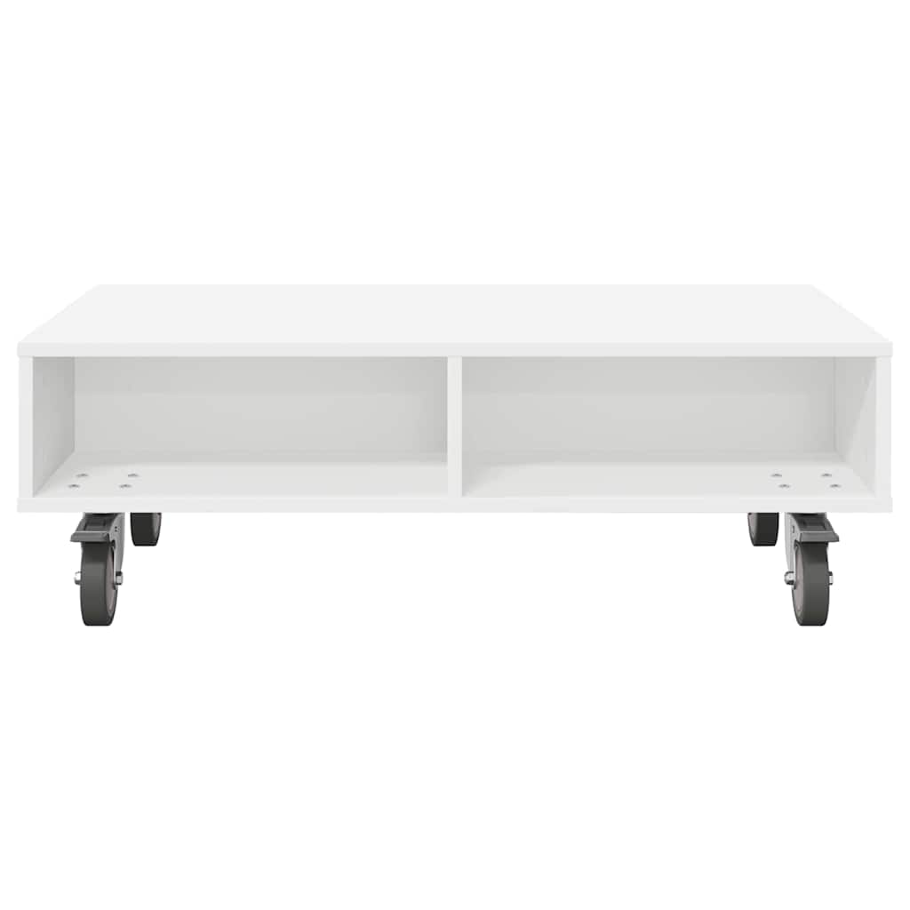 vidaXL Stolik boczny z kółkami Biały 90 x 50 x 30 cm