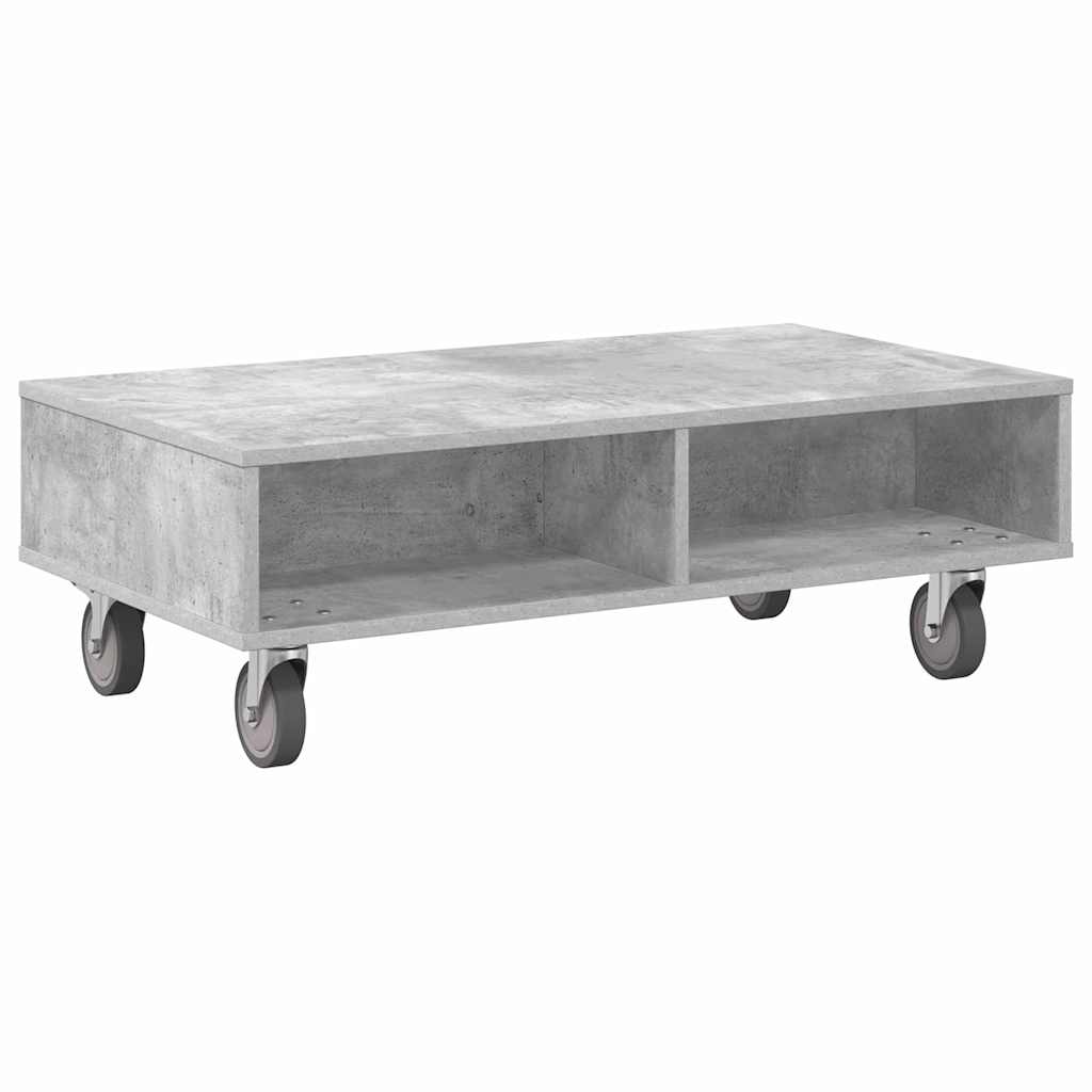 vidaXL Stolik boczny z kółkami Betonowy szary 90 x 50 x 30 cm