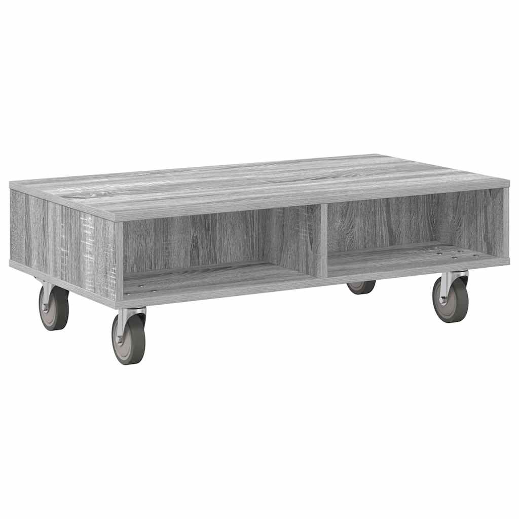 vidaXL Stolik boczny z kółkami Szary Sonoma 90 x 50 x 30 cm