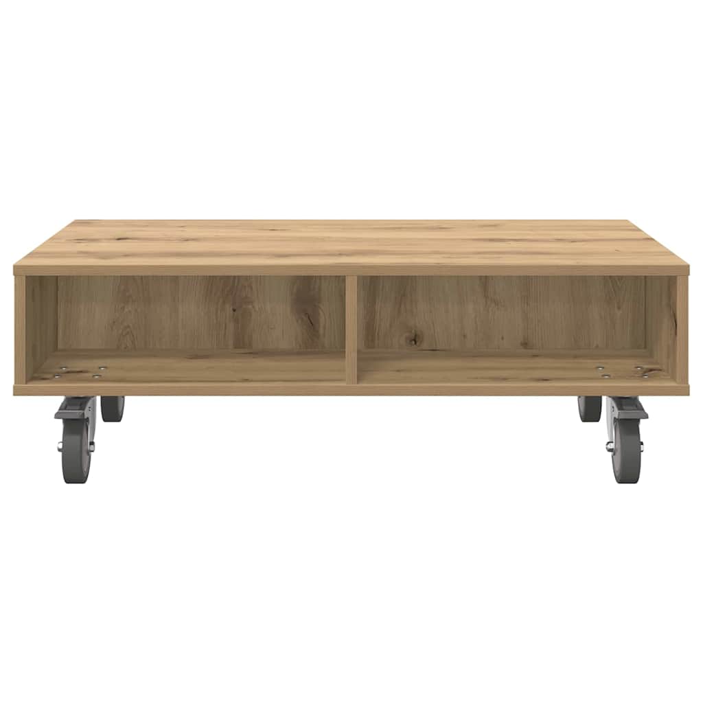 vidaXL Stolik boczny z kółkami Dąb rzemieślniczy 90 x 50 x 30 cm