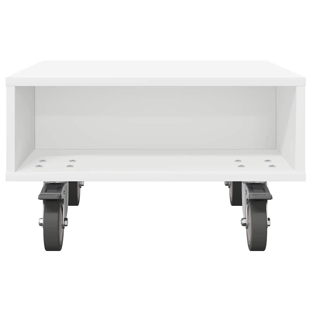 vidaXL Stolik boczny z kółkami Biały 50,5 x 50 x 30 cm
