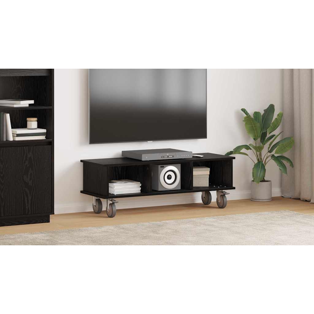 vidaXL Stół pod telewizor 100 x 35 x 35 cm Czarny Dąb