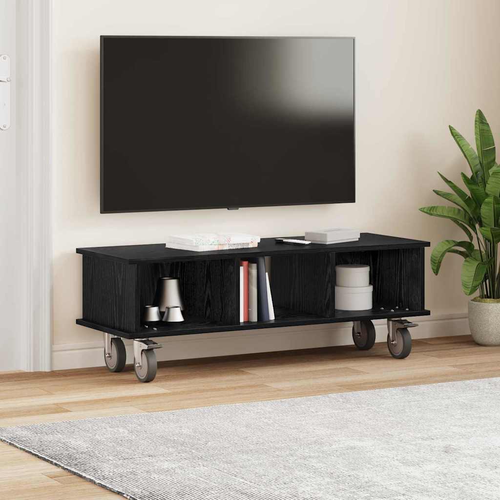 vidaXL Stół pod telewizor Czarny Dąb 100 x 35 x 35 cm